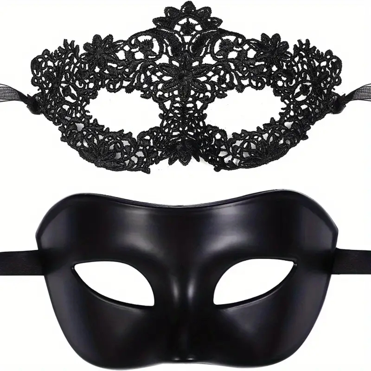Black Face Mask Pack - 2 masques sexy en dentelle noire
