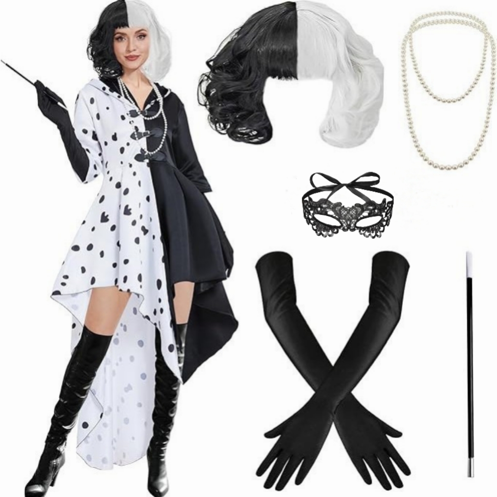 Black Face Mask Pack - Ensemble de cosplay Cruella inspiré des