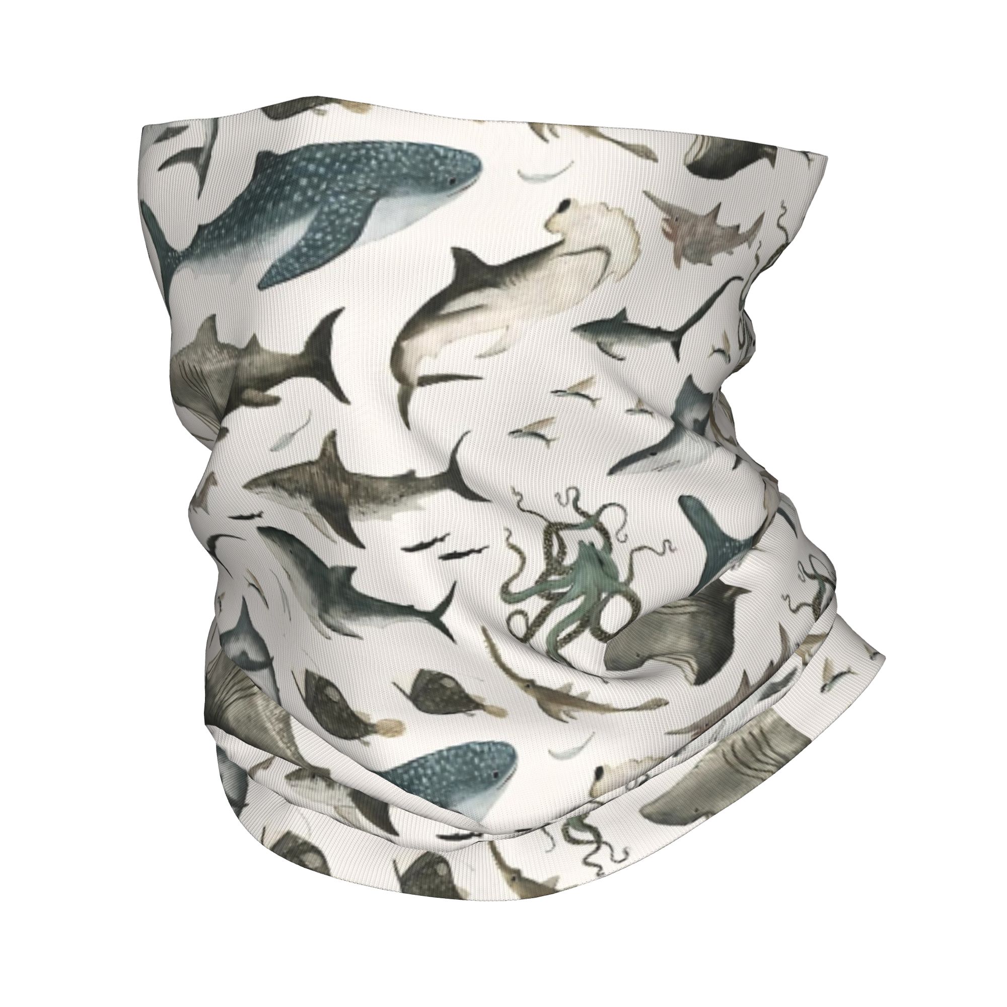 Neck Gaiter Face Cover - Bandana à motif requins et animaux