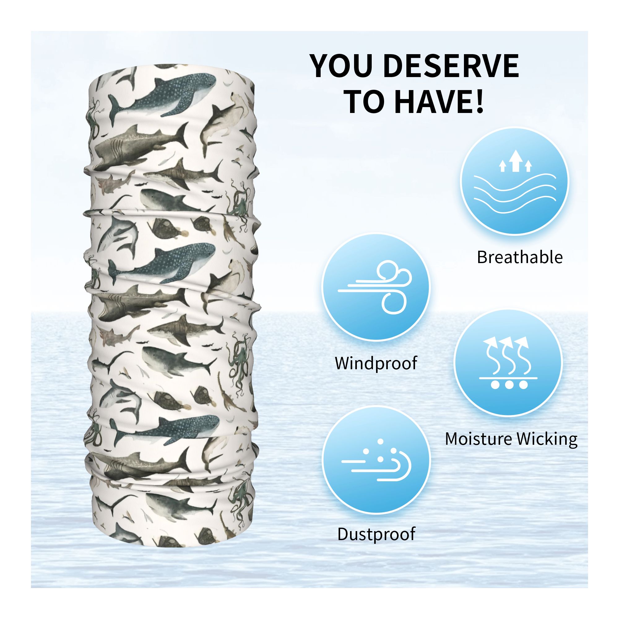Bandana à motif requins et ani - Neck Gaiter Face Cover avis et prix